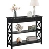 image:imageConvenience Concepts Oxford 1Drawer Console Table 395  Farmhouse Sofa Display with Storage Shelf For Living Family amp Dining Room Modern Entryway Hall Table for Kitchen Bedroom Sea Foam BlueBlack Faux MarbleBlack
