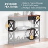 image:imageConvenience Concepts Oxford 1Drawer Console Table 395  Farmhouse Sofa Display with Storage Shelf For Living Family amp Dining Room Modern Entryway Hall Table for Kitchen Bedroom Sea Foam BlueCherryBlack