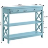 image:imageConvenience Concepts Oxford 1Drawer Console Table 395  Farmhouse Sofa Display with Storage Shelf For Living Family amp Dining Room Modern Entryway Hall Table for Kitchen Bedroom Sea Foam BlueSea Foam Blue