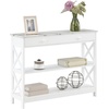 image:imageConvenience Concepts Oxford 1Drawer Console Table 395  Farmhouse Sofa Display with Storage Shelf For Living Family amp Dining Room Modern Entryway Hall Table for Kitchen Bedroom Sea Foam BlueWhite Faux MarbleWhite
