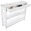 image:imageConvenience Concepts Oxford 1Drawer Console Table 395  Farmhouse Sofa Display with Storage Shelf For Living Family amp Dining Room Modern Entryway Hall Table for Kitchen Bedroom Sea Foam BlueWhite Faux MarbleWhite