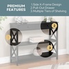 image:imageConvenience Concepts Oxford 1Drawer Console Table 395  Farmhouse Sofa Display with Storage Shelf For Living Family amp Dining Room Modern Entryway Hall Table for Kitchen Bedroom Sea Foam BlueBlack