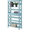 image:imageConvenience Concepts Oxford 5 Tier Bookcase with Drawer BlackSea Foam Blue