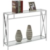 image:imageConvenience Concepts Oxford Chrome Console Table 42  Contemporary Modern Sofa Table with Storage Shelf Narrow Entryway Hall Table for Living Room Bedroom Bathroom GlassChrome