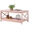 image:imageConvenience Concepts Oxford Coffee Table with Shelf White Faux MarbleBlackBlush Pink