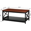 image:imageConvenience Concepts Oxford Coffee Table with Shelf White Faux MarbleBlackCherryBlack