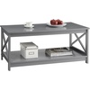 image:imageConvenience Concepts Oxford Coffee Table with Shelf White Faux MarbleBlackGrey