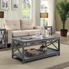 image:imageConvenience Concepts Oxford Coffee Table with Shelf White Faux MarbleBlackGrey