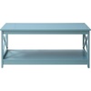 image:imageConvenience Concepts Oxford Coffee Table with Shelf White Faux MarbleBlackSea Foam Blue