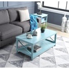 image:imageConvenience Concepts Oxford Coffee Table with Shelf White Faux MarbleBlackSea Foam Blue