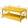image:imageConvenience Concepts Oxford Coffee Table with Shelf White Faux MarbleBlackYellow