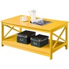 image:imageConvenience Concepts Oxford Coffee Table with Shelf White Faux MarbleBlackYellow