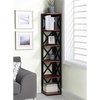 image:imageConvenience Concepts Oxford Corner Bookcase 12  5Tier Slim Farmhouse Bookcase for Modern Living amp Family Room Media Storage Organizer for Home Office Library Tall Shelving Unit Sea Foam BlueCherryBlack