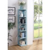 image:imageConvenience Concepts Oxford Corner Bookcase 12  5Tier Slim Farmhouse Bookcase for Modern Living amp Family Room Media Storage Organizer for Home Office Library Tall Shelving Unit Sea Foam BlueSea Foam
