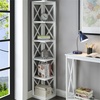 image:imageConvenience Concepts Oxford Corner Bookcase 12  5Tier Slim Farmhouse Bookcase for Modern Living amp Family Room Media Storage Organizer for Home Office Library Tall Shelving Unit Sea Foam BlueWhite