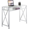 image:imageConvenience Concepts Oxford Desk 42inch Clear GlassChrome 136075GLCRO