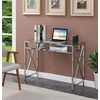 image:imageConvenience Concepts Oxford Desk 42inch Clear GlassChrome 136075GLCRO
