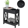 image:imageConvenience Concepts Oxford Flip Top End Table with Charging Station 2375  Modern Living Room Table with USB Ports and Power Outlets Side Table Side Table with Storage Shelf BarnwoodBlackFaux BirchBlack