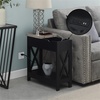 image:imageConvenience Concepts Oxford Flip Top End Table with Charging Station 2375  Modern Living Room Table with USB Ports and Power Outlets Side Table Side Table with Storage Shelf BarnwoodBlackFaux BirchBlack