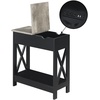 image:imageConvenience Concepts Oxford Flip Top End Table with Charging Station 2375  Modern Living Room Table with USB Ports and Power Outlets Side Table Side Table with Storage Shelf BarnwoodBlackFaux BirchBlack