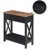 image:imageConvenience Concepts Oxford Flip Top End Table with Charging Station 2375  Modern Living Room Table with USB Ports and Power Outlets Side Table Side Table with Storage Shelf BarnwoodBlackBarnwoodBlack