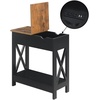 image:imageConvenience Concepts Oxford Flip Top End Table with Charging Station 2375  Modern Living Room Table with USB Ports and Power Outlets Side Table Side Table with Storage Shelf BarnwoodBlackBarnwoodBlack