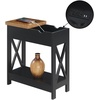 image:imageConvenience Concepts Oxford Flip Top End Table with Charging Station 2375  Modern Living Room Table with USB Ports and Power Outlets Side Table Side Table with Storage Shelf BarnwoodBlackBarnwoodBlack