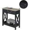 image:imageConvenience Concepts Oxford Flip Top End Table with Charging Station 2375  Modern Living Room Table with USB Ports and Power Outlets Side Table Side Table with Storage Shelf BarnwoodBlackFaux BirchBlack