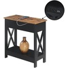 image:imageConvenience Concepts Oxford Flip Top End Table with Charging Station 2375  Modern Living Room Table with USB Ports and Power Outlets Side Table Side Table with Storage Shelf BarnwoodBlackBarnwoodBlack