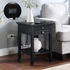 image:imageConvenience Concepts American Heritage Logan End Table with USB Ports amp AC Outlet 18  Square Living Room Side Table with Storage Drawer amp PullOut Shelf Bedroom Nightstand with Charging WhiteBlack