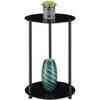 image:imageConvenience Concepts Designs2Go Classic Glass 2 Tier Round End Table 1575  Modern Side Table for Living Room Tempered Glass Table with Storage Shelves for Bathroom Bedroom Office GlassChromeBlack Glass