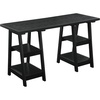 image:imageConvenience Concepts Designs2Go Double Trestle Desk with Shelves BlackBlack