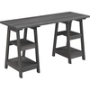 image:imageConvenience Concepts Designs2Go Double Trestle Desk with Shelves EspressoCharcoal Gray