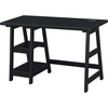 image:imageConvenience Concepts Designs2Go Trestle Desk with Charging Station and Shelves Charcoal GrayBlack