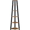 image:imageConvenience Concepts Newport 5 Tier Corner Bookcase Weathered GrayBarnwoodBlack