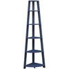 image:imageConvenience Concepts Newport 5 Tier Corner Bookcase Weathered GrayCobalt Blue
