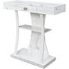 image:imageConvenience Concepts Newport Harri Console Table 36  Modern Sofa Table with Storage Shelves One Drawer Narrow Entryway Hall Table for Living Room BarnwoodBlackWhite Faux MarbleWhite Base