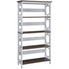 image:imageConvenience Concepts Omega 5 Tier Bookcase GrayDriftwood ShelvesWhite Frame