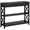 image:imageConvenience Concepts Oxford 1Drawer Console Table 395  Farmhouse Sofa Display with Storage Shelf For Living Family amp Dining Room Modern Entryway Hall Table for Kitchen Bedroom Sea Foam BlueBlack Faux MarbleBlack