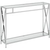 image:imageConvenience Concepts Oxford Chrome Console Table 42  Contemporary Modern Sofa Table with Storage Shelf Narrow Entryway Hall Table for Living Room Bedroom Bathroom GlassChrome