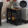 image:imageConvenience Concepts Oxford Flip Top End Table with Charging Station 2375  Modern Living Room Table with USB Ports and Power Outlets Side Table Side Table with Storage Shelf BarnwoodBlackBarnwoodBlack