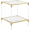 image:imageConvenience Concepts Royal Crest Acrylic Glass Square End Table 2025  Modern 2Tier Tempered Glass Living Room Side Table with Storage Shelf Gold Chrome Frame Table with Acrylic Legs Glass Gold