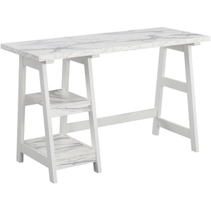 image:imageConvenience Concepts 090107ES Trestle Desk EspressoWhite Faux MarbleWhite