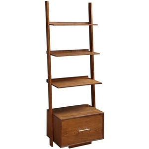 image:imageConvenience Concepts American Heritage Ladder Bookcase with File Drawer DriftwoodDark Walnut