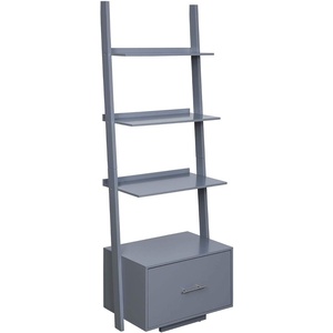 image:imageConvenience Concepts American Heritage Ladder Bookcase with File Drawer DriftwoodGrey