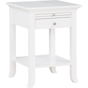 image:imageConvenience Concepts American Heritage Logan End Table with USB Ports amp AC Outlet 18  Square Living Room Side Table with Storage Drawer amp PullOut Shelf Bedroom Nightstand with Charging WhiteWhite