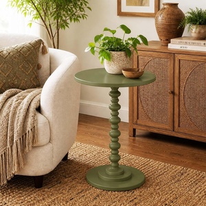 image:imageConvenience Concepts Classic Accents Amelia Spindle Table 18  Traditional Solid Wood Round Side Accent Display Pedestal for Transitional Living Room Entryway Hallway or Bedroom BlackDark Sage Green