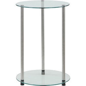 image:imageConvenience Concepts Designs2Go Classic Glass 2 Tier Round End Table 1575  Modern Side Table for Living Room Tempered Glass Table with Storage Shelves for Bathroom Bedroom Office GlassChromeGlassChrome