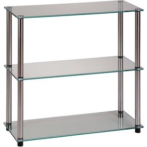 image:imageConvenience Concepts Designs2Go Classic Glass 3Tier Bookshelf 28  Modern Media Stainless Steel Bookcase for Living Room Display Storage Shelves for Family Room Bathroom Office BlackBlackGlass