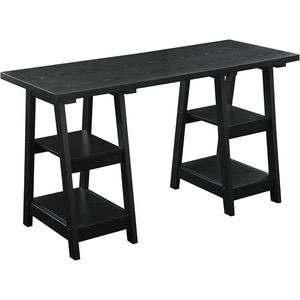image:imageConvenience Concepts Designs2Go Double Trestle Desk with Shelves BlackBlack